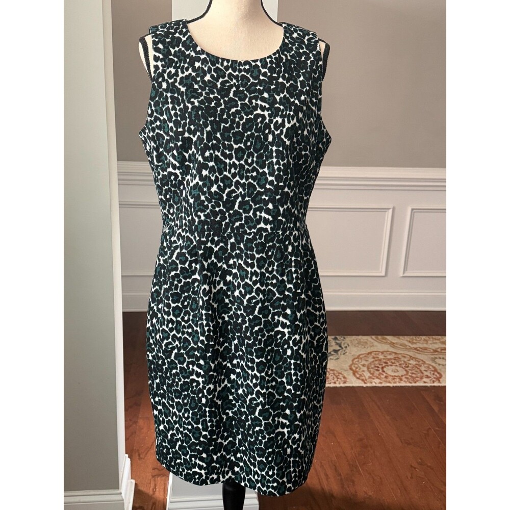 J.Crew Leopard Print Sleeveless Textured Cotton Sheath Dress Size 12
